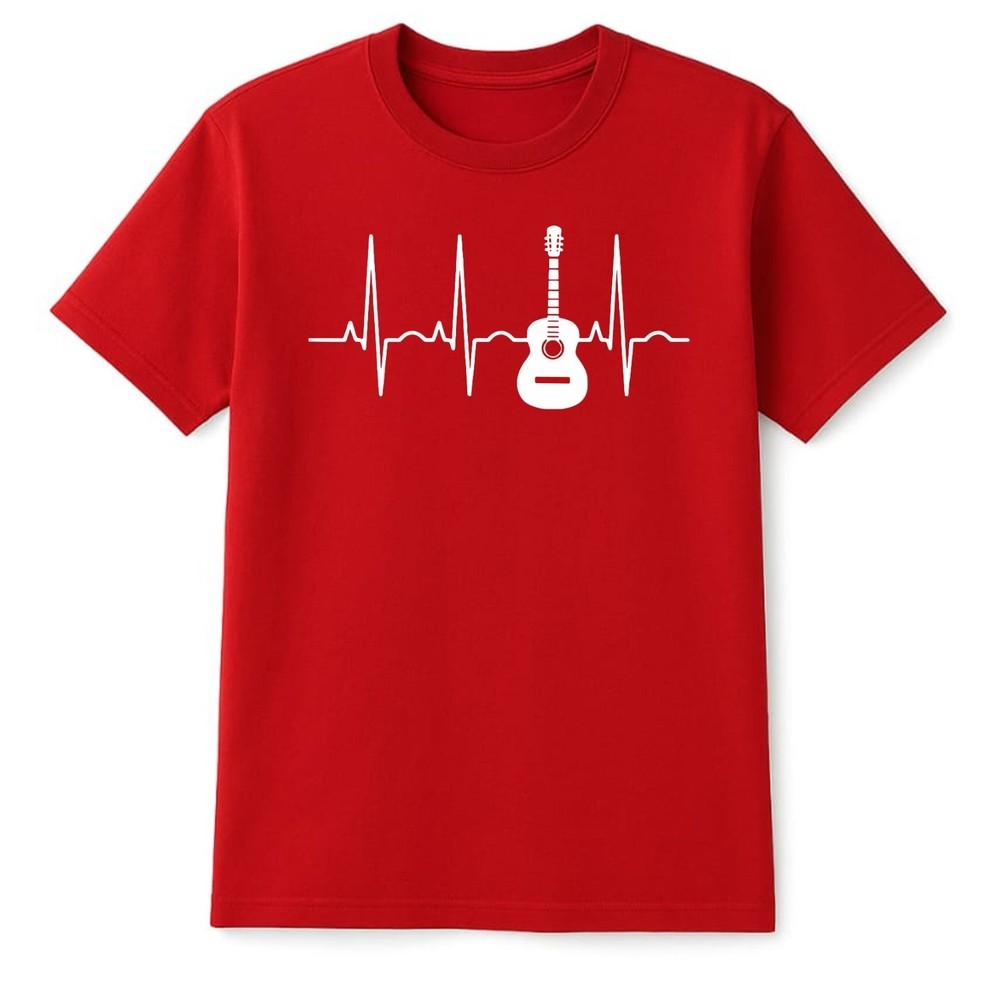 Guitar T Shirt Guitarist Heart Beat Pulse Music Rock Birthday Xmas Adults Tee S