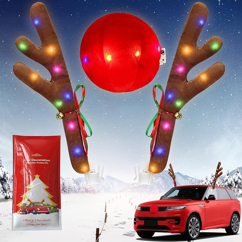 Charming Christmas Car Decoration, Festive Reindeer Kit, LED Reindeer Christmas Decoration For Car, Nice Gift For Families & Friends, Suitable For