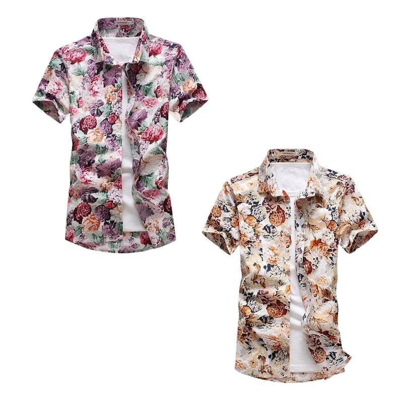 Stylish Summer Casual Floral Short Sleeve Shirt For Men In Plus Sizes With Comfortable Fit