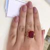 Russian Purple Gold Ruby Ring Fashion Luxury Rose Gold Plated Square Red Stone Ring Women