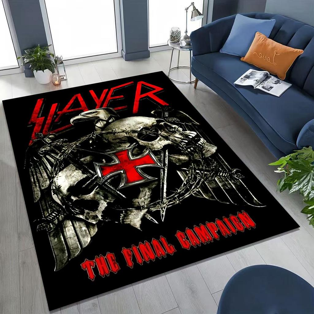 Slayer Heavy Metal Rock Band Skull Art Carpet Rug for Bedroom Living Room Sofa Home Doormat Decor,Large Non-slip Floor Mat