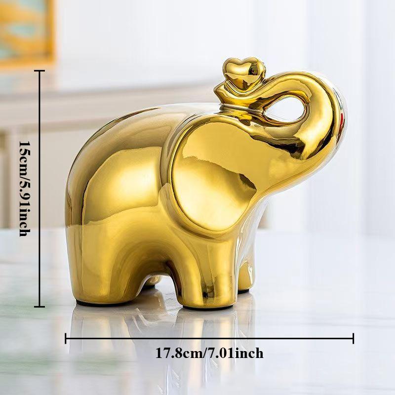 Handmade Ceramic Electroplated Elephant Statue Gold/Silver Home Decor Animal Figurine Wedding Gift  Ornament Office Desk Art