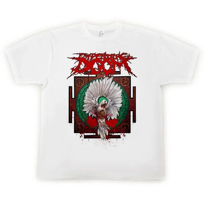 2024 MEGADETH TRIVIUM Popular Pattern Printed European and American Rock High Street T-shirt Cotton Summer Short Sleeved Top