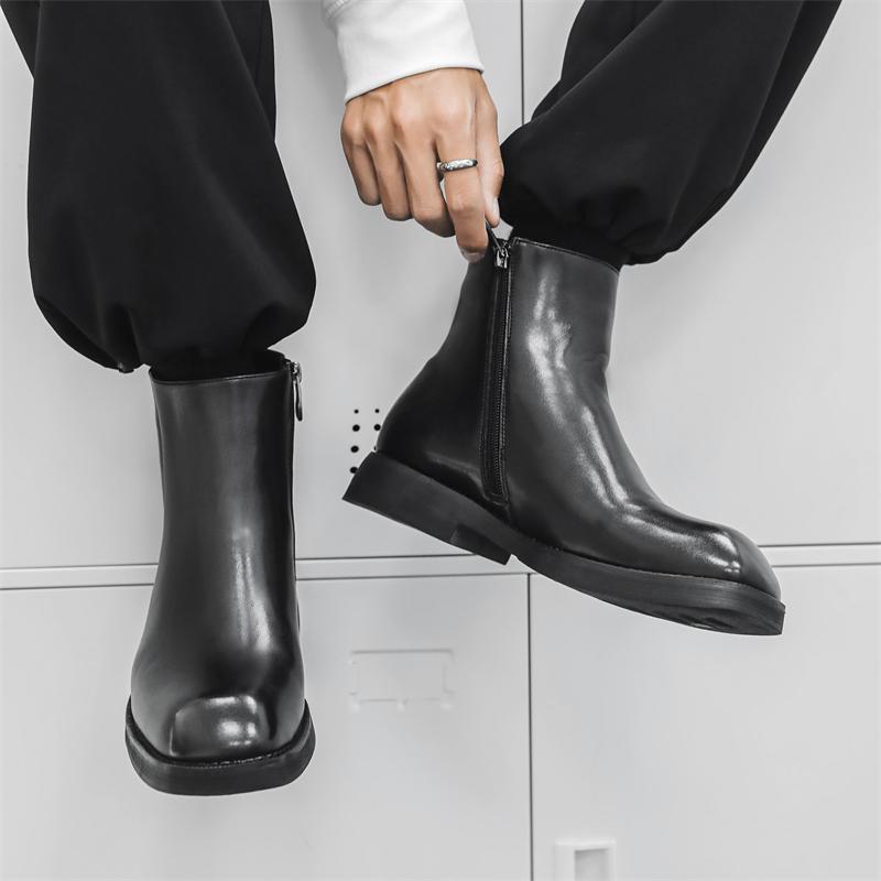 Fashion Black Autumn and Winter Men's Boots Classic and Versatile Design Fashion Party Daily Business Office Outdoor Warm Leather Shoes