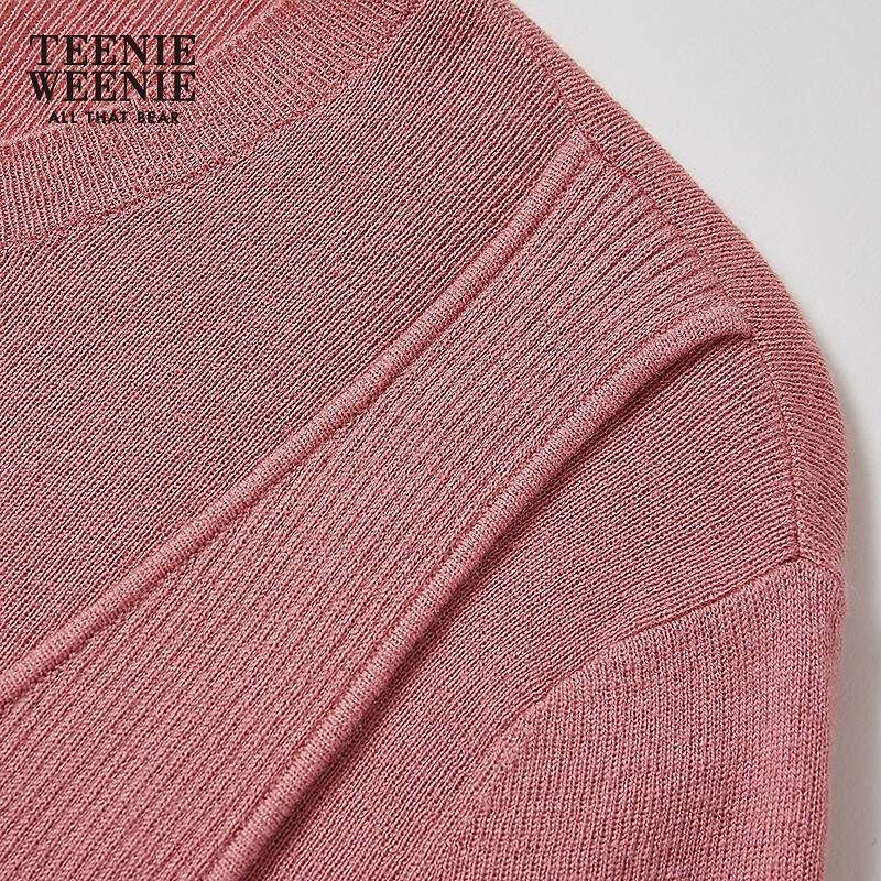 Teenie Weenie Women's Bear Graphic Spliced Knit Sweater