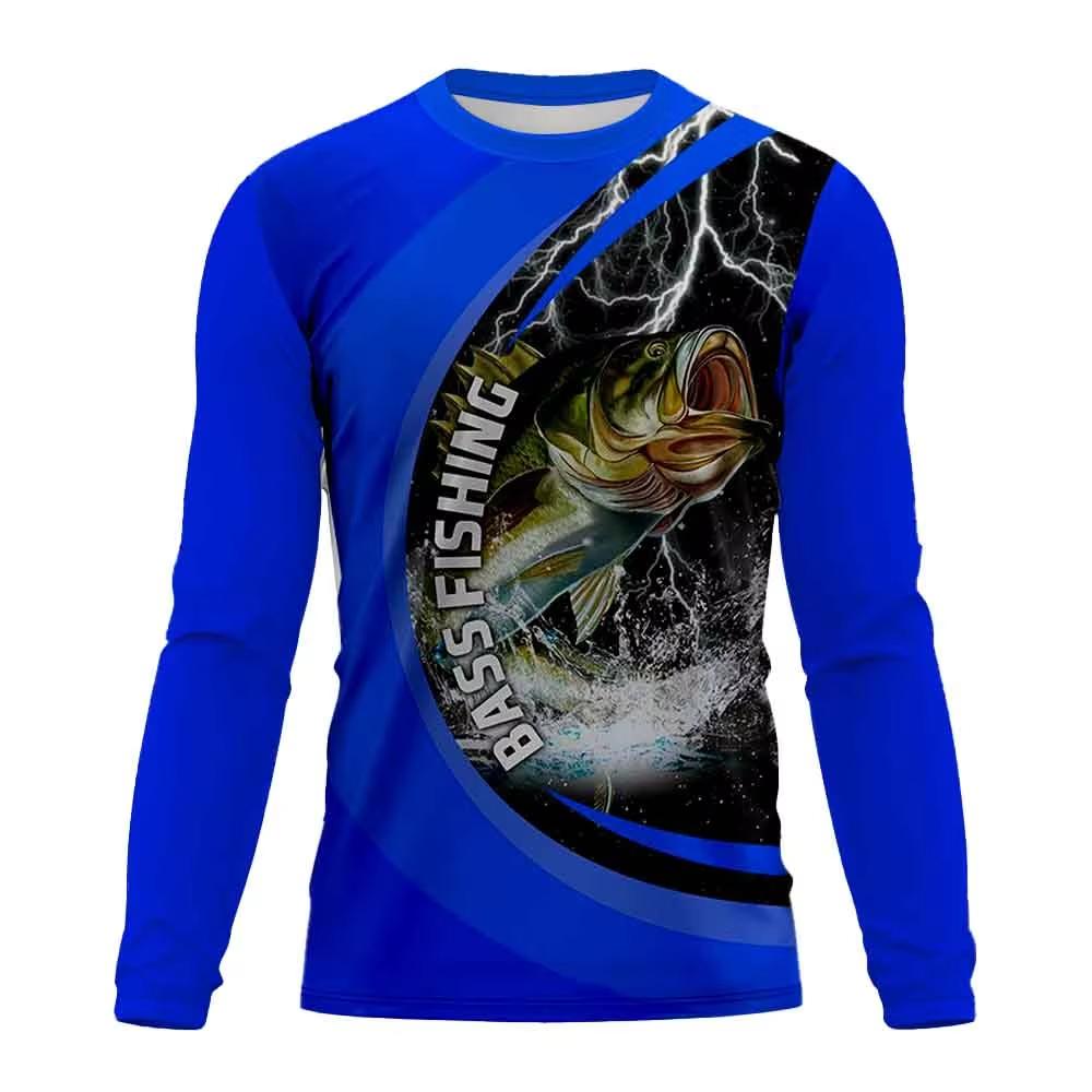 Fishing Graphic Men Fashion Tops Men's Clothing Outdoor Sun Protection Tee Men's Long Sleeve T-Shirt