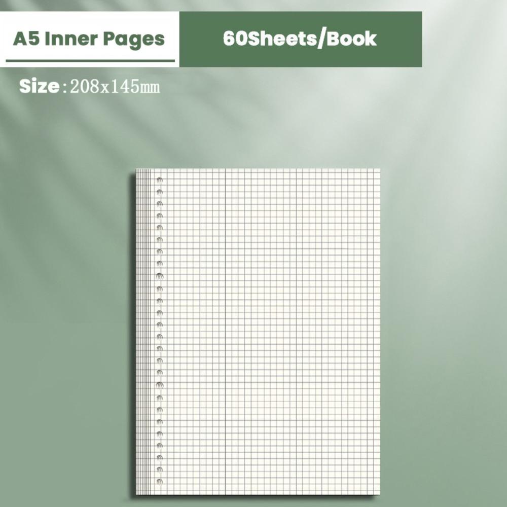 60Sheets Paper Notebook Horizontal Line/Grid Binder Inner Page Notebook Refill Paper  Students