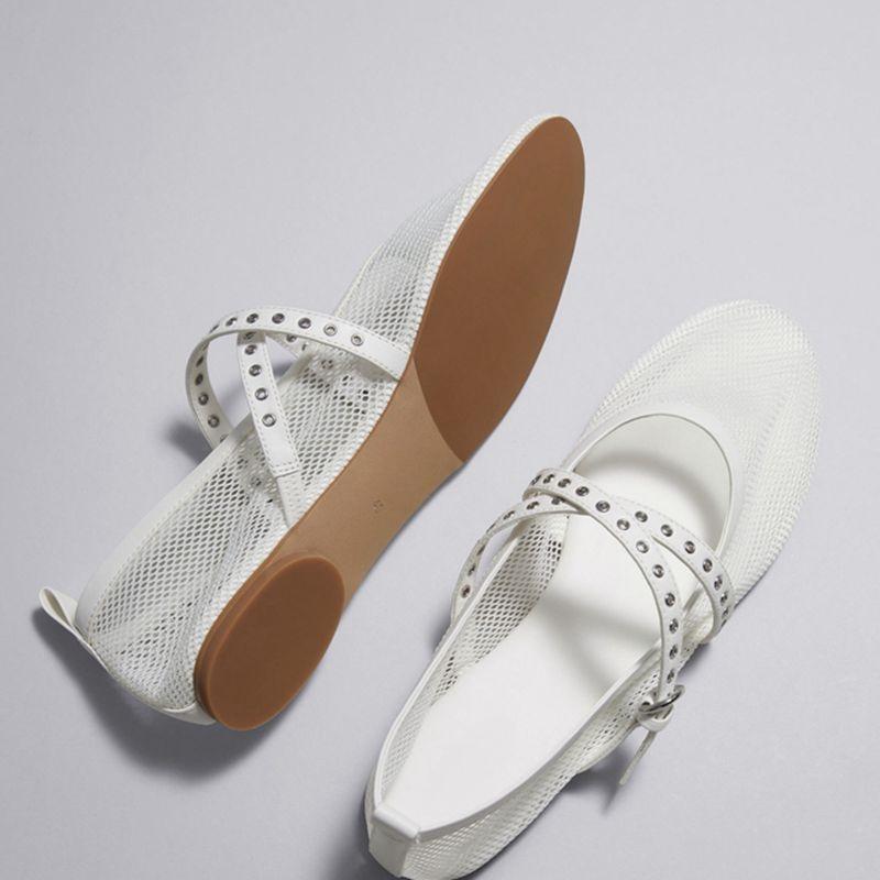 Mesh Breathable Flat Shoes Women's Summer Niche Temperament Buckle Fashion Casual Versatile Ballet Style Single Shoes