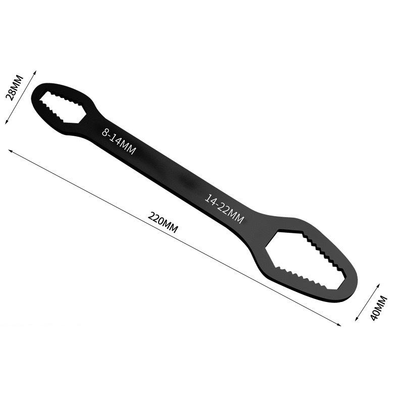 8-22mm 3-17mm Double End Universal Wrench Multifunctional , Self-Tightening Wrench Repair Tools Double Ended Wrench 220mm Silver