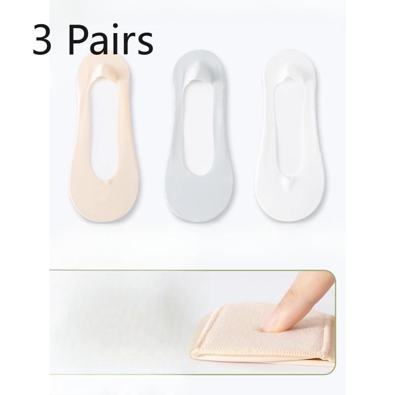 3 Pairs of Female Summer Thin Cotton Non Drop with Anti Skating Silk Shallow Mouth Invisible Deodorant Sweat Socks