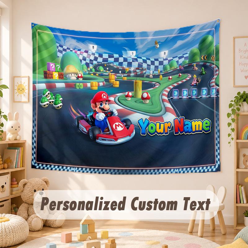 Custom Name Text Tapestry,Super Mario Boho Wall Hanging, Decorative Backdrop Tapestry For Room