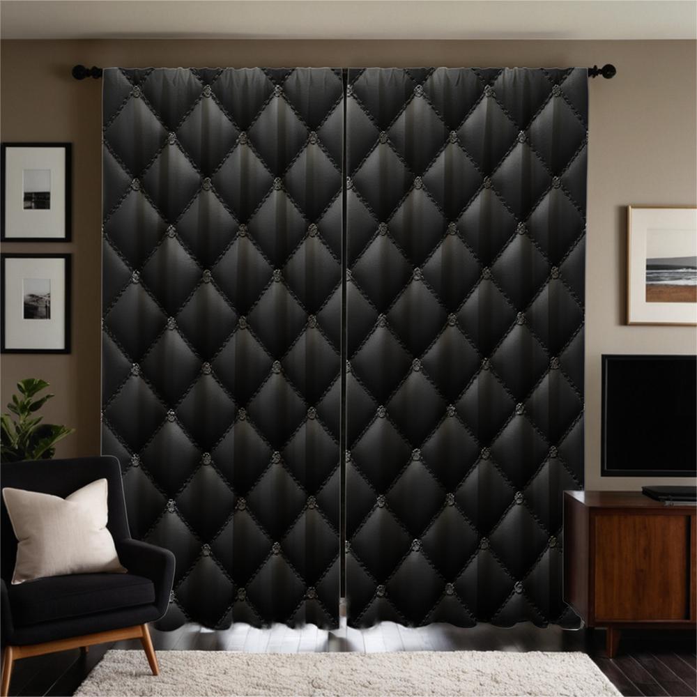 Piece Set High Definition Digital Printed Curtainblack Quilted Style Curtainhome Decoration Curtain Made Of Polyester Washable