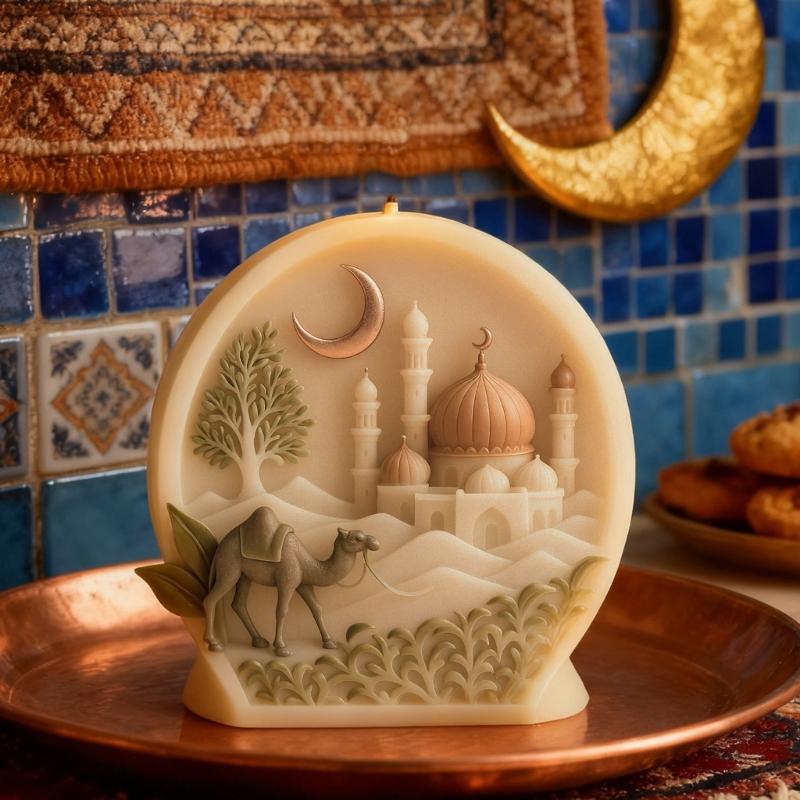 Camels Detailed Candle Silicone Moon Mould With Intricate Designs For Artistics Candle Making Projects