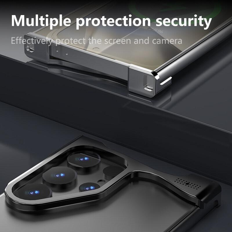 Luxury Irregular Aluminum Alloy Shockproof Case for Samsung Galaxy S25 S24 S23 S22 Ultra Plus S24+ S23+ Bumper with Aromatherapy Design
