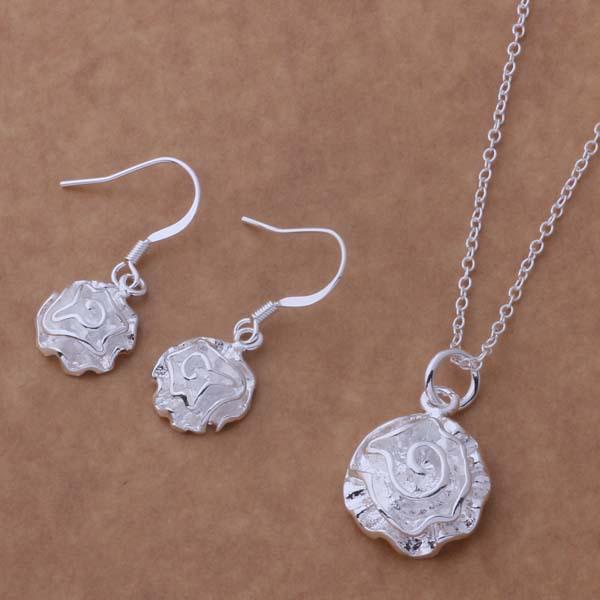 925 Silver Temperamental Rose Earrings & Necklace Set by Xianmei