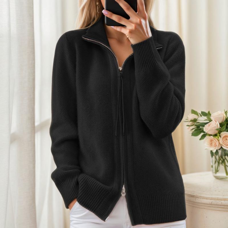 Women S Long Sleeve Zip Knit Cardigan Sweater Jacket