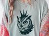 Punk Eagle Owl Mohawk T-Shirt Comfort Colors - Alt Bird Tee, Rocker Owl Shirt, Goth Owl with Spiked Collar, Owl Lover Gift