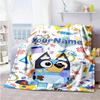Bluey 149 Customize Text Blanket Cozy Personalized Blanket Comfortable Versatile for Bed Couch Bedding Sofa Ideal for All Seasons