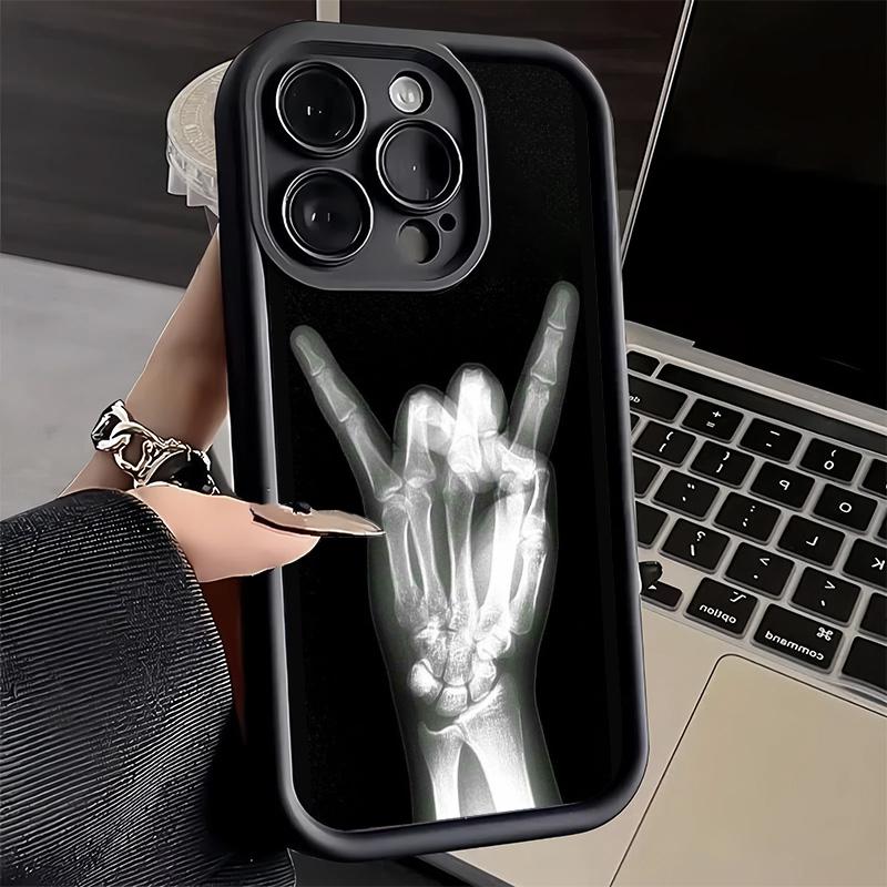 Phone Case for iPhone 17 Air 16E 15 16 Pro Max Funny X-Ray Hand Bones Cover 14 Plus 13 12 Mini Soft Shell Silicone Fundas