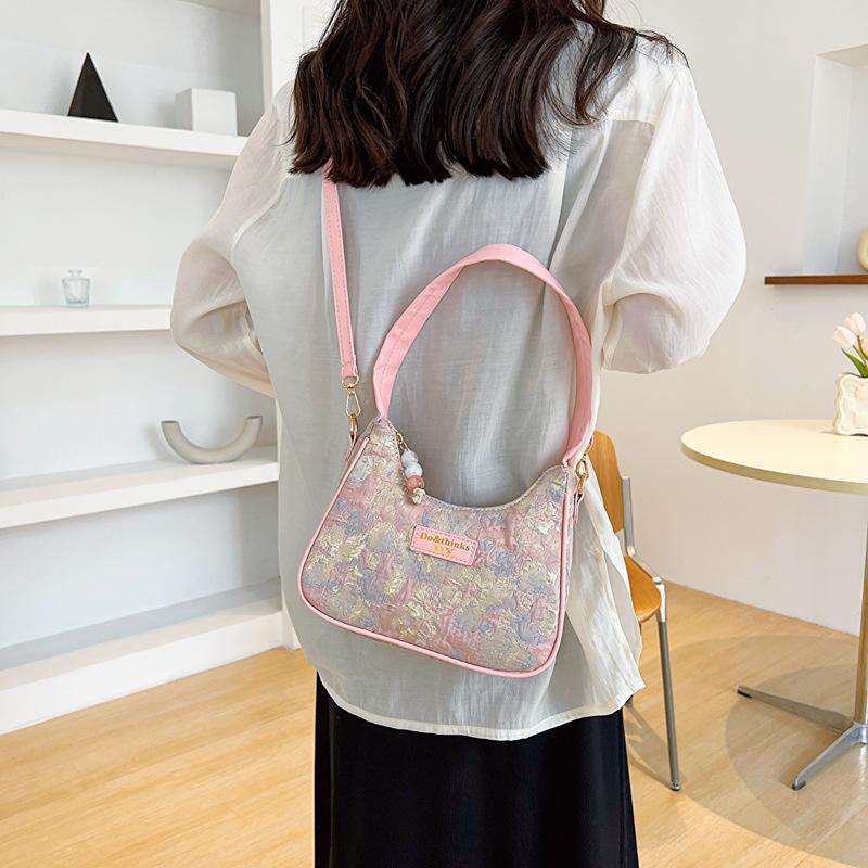 Fashion French Women'S Bag Handbag Tote Girls Hundred Underarm Bag Large Capacity Ladies Dumpling Bag Printed Ornament Canvas