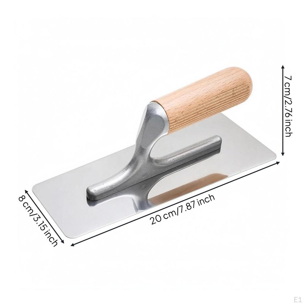Stainless Steel Plaster Trowel Polished Manual for Wall Finishing 200MM Wood Handle