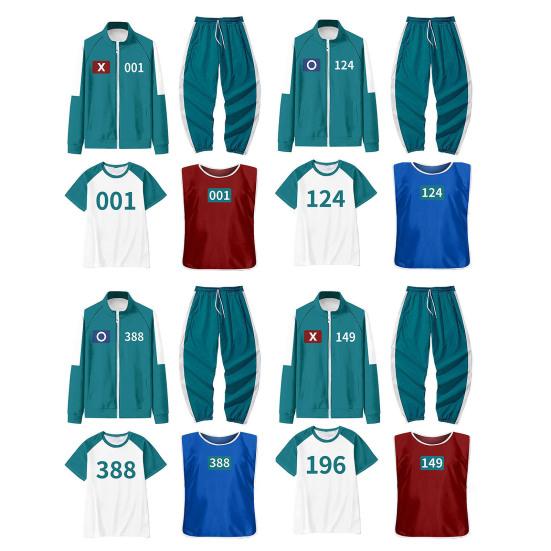 4 Pcs/Set Korean Game Cosplay Costume Squid Series Tracksuit Sweatshirt Jacket Pants