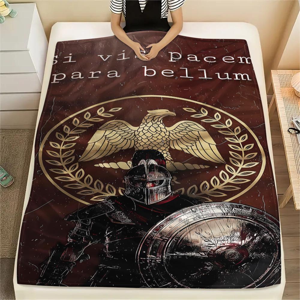 

1PC Roman SPQR Print Flannel Blanket, High quality All Seasons, Home Decor, Warmth and Comfort, Perfect for Christmas Gifts 80cm x 120cm