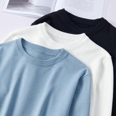 Herren Wollstrickpullover 2023: Langarm Rundhals, Ideal als Frühjahrs-/Herbst-Basisschicht.