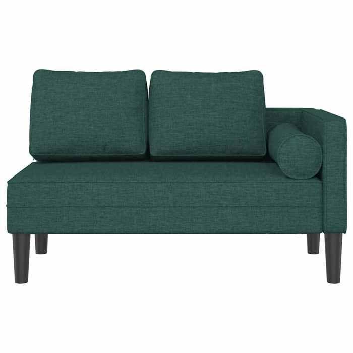 VidaXL Chaise longue avec coussins vert foncé tissu, canapé rembourré, canapé pour chambre à coucher, canapé à 2 places, 4007582