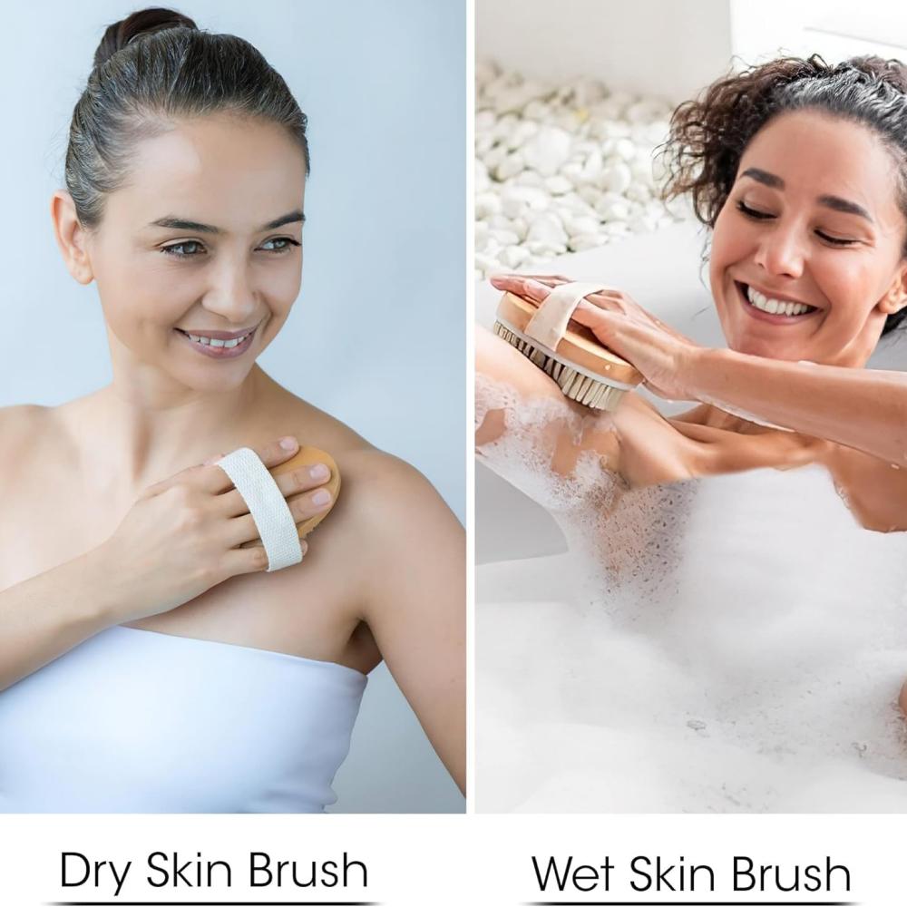 SPA Wooden Body Brush Natural Boar Bristle Organic Dry Skin Body Brush Bamboo Wet Back Shower Brushes Exfoliating Bathing Brush