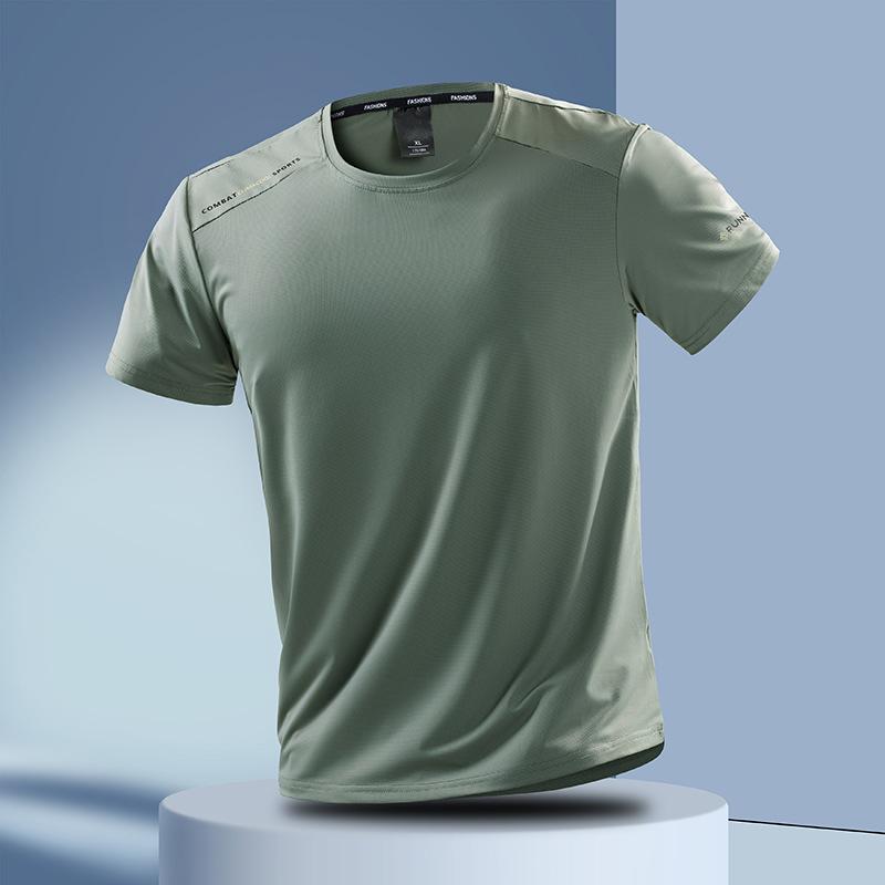 Summer Stretch Ice Silk Short Sleeved T-shirt, Casual Versatile T-shirt