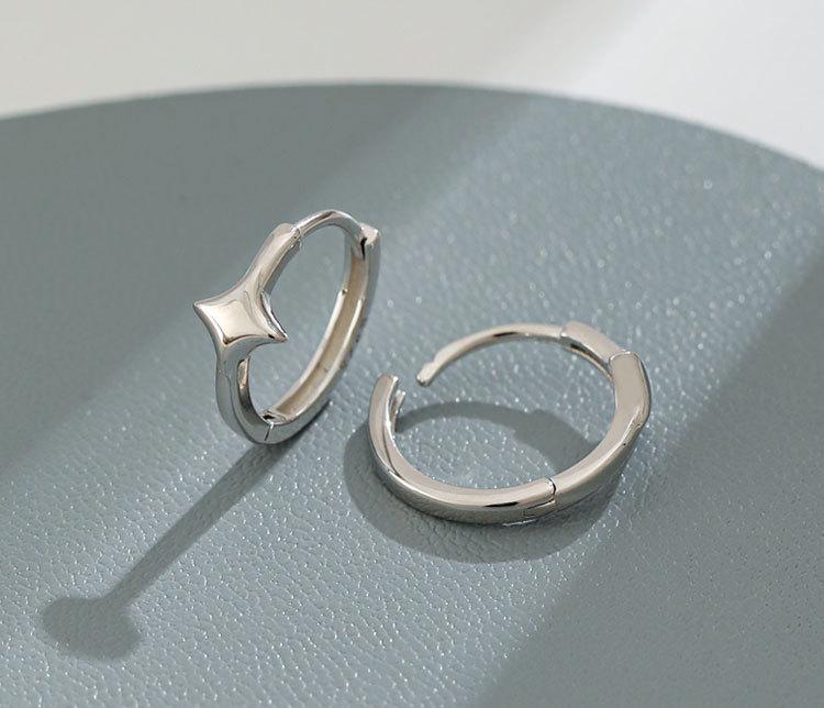 925 Sterling Silver Star Huggie Hoop Earrings | Minimalist Gold Plated Star Earrings for Women 7.7MM серебряный