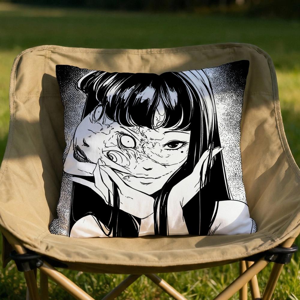 JJunji Ito Terror Horror Cushion Cover Soft Reversible Durable Pillow Cover MultiScene Use for Home Car Daily Comfort