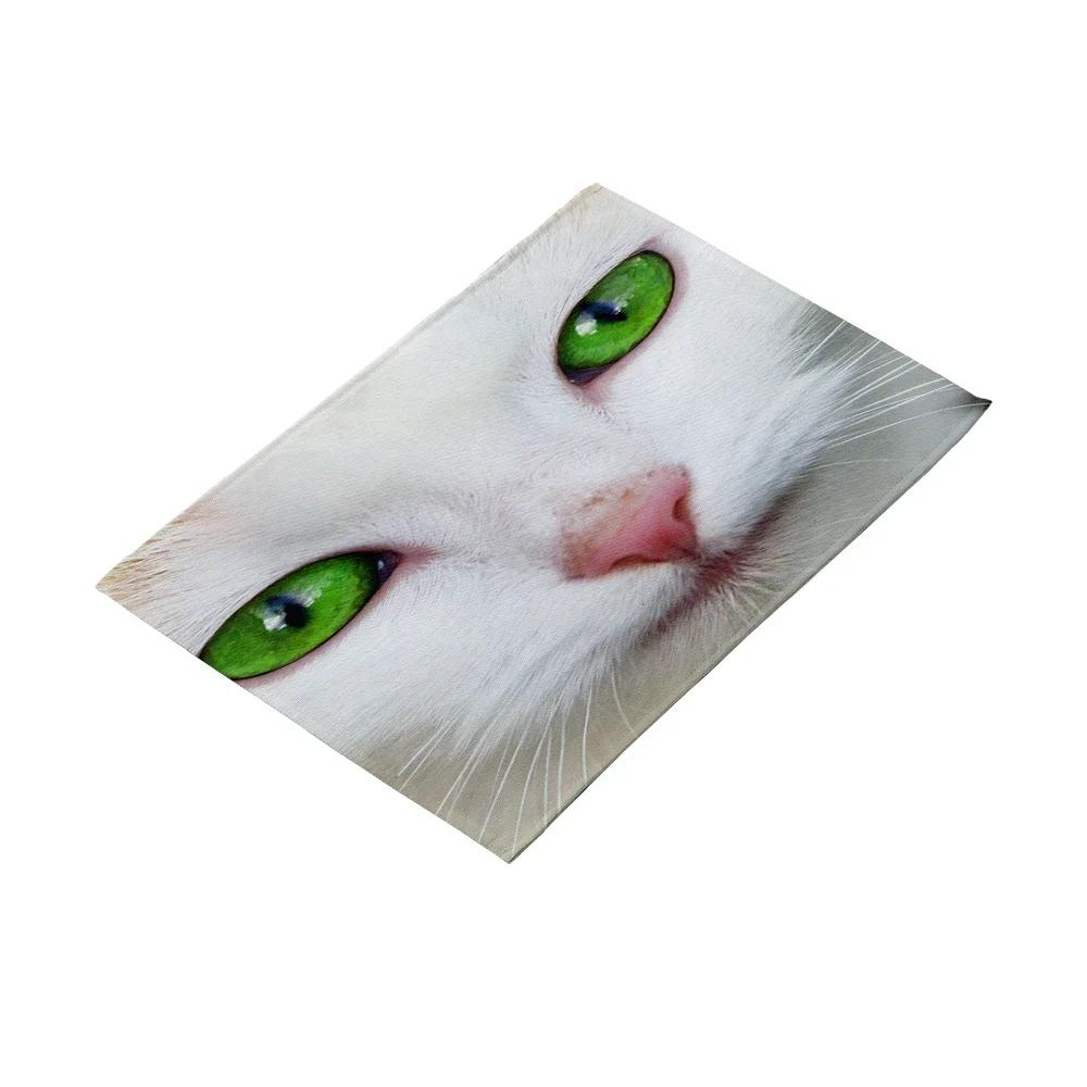 Tryckt Söt Kattansikte Bordstablett Halkfri Värmetålig Tvättbar Köksbord Tallrik Skål Underlägg Barnens Duk