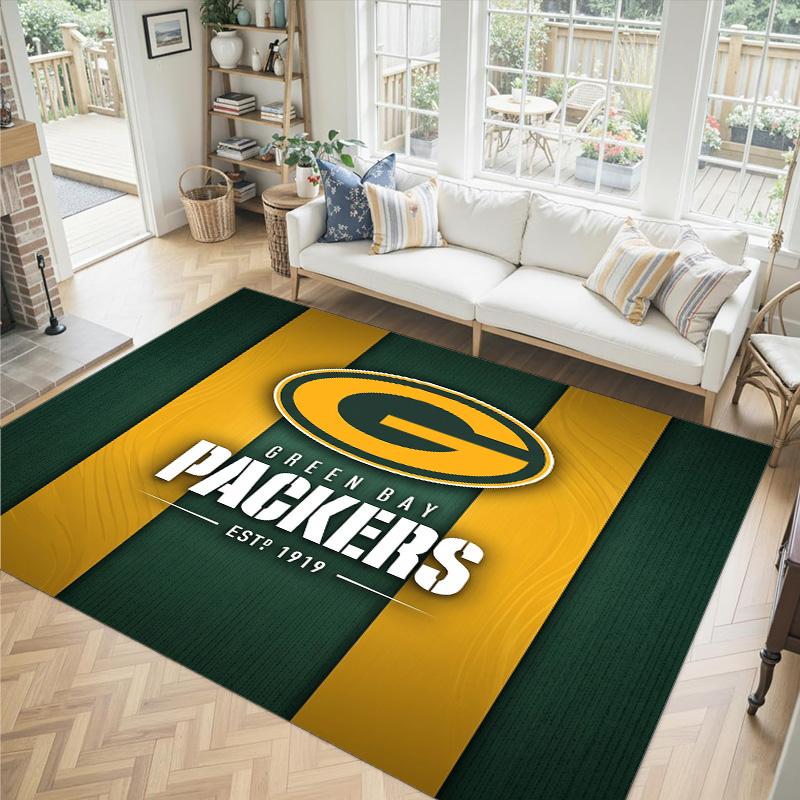 Tappeto in Velluto Cristallo Design Green Bay Packers Accogliente Non?Tappeto Stampato Antiscivolo per Camera da Letto Soggiorno Ingresso