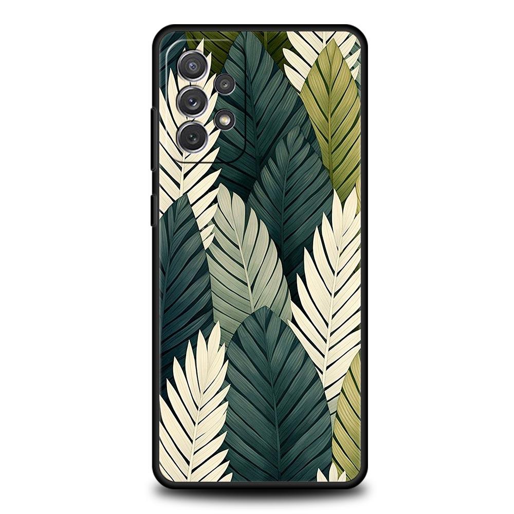 Leaves Monstera Green Phone Case For Samsung A15 A13 A51 A71 A41 A31 A21S A03S A05 A35 A32 A55 A23 A25 A33 A53 A73 5G Cover