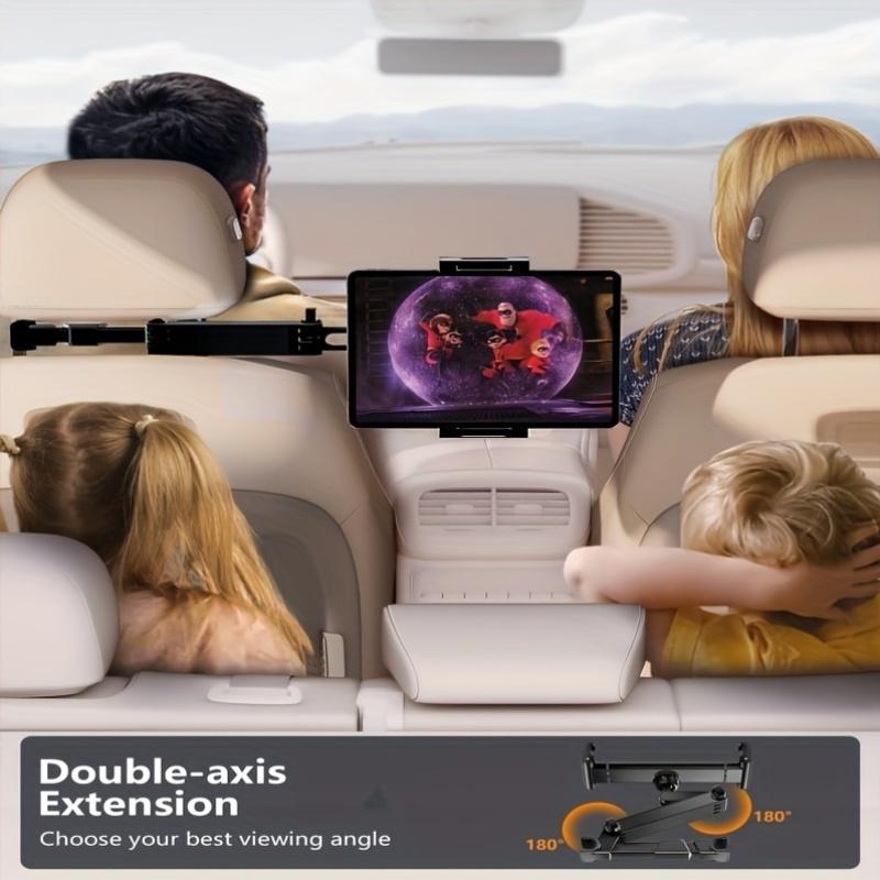 Suport 3-în-1 pentru Tabletă pentru Tetieră Auto cu Rotație 360° și Braț Extins Ajustabil - Design Pliabil, Montură Sigură cu Cleme pentru 4, 7-11" pentru iPad Pro/Air/Mini