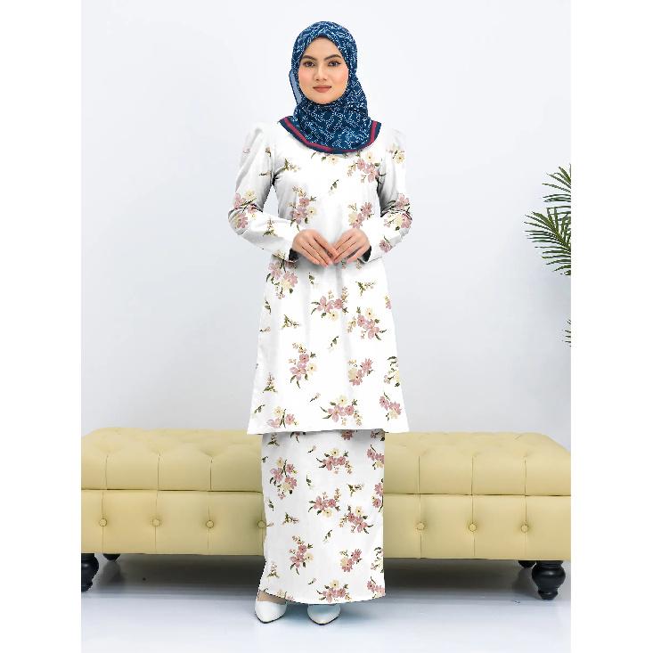 

Solid color floral pattern print fashion modern Kurang Pahang ladies casual Muslim suit comfortable and elegant ladies two piece suit 4XL зелёный