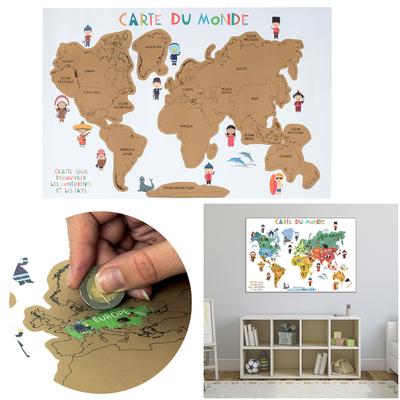 [A1676] - Poster / Scratch Poster 'Mappemonde' - 60x40 Cm