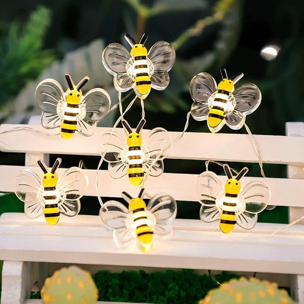 Bee Flower Lights Battery Operated Bee String Lights For Bedroom Plants Patios Party Wedding Xmas Decorative String Lights
