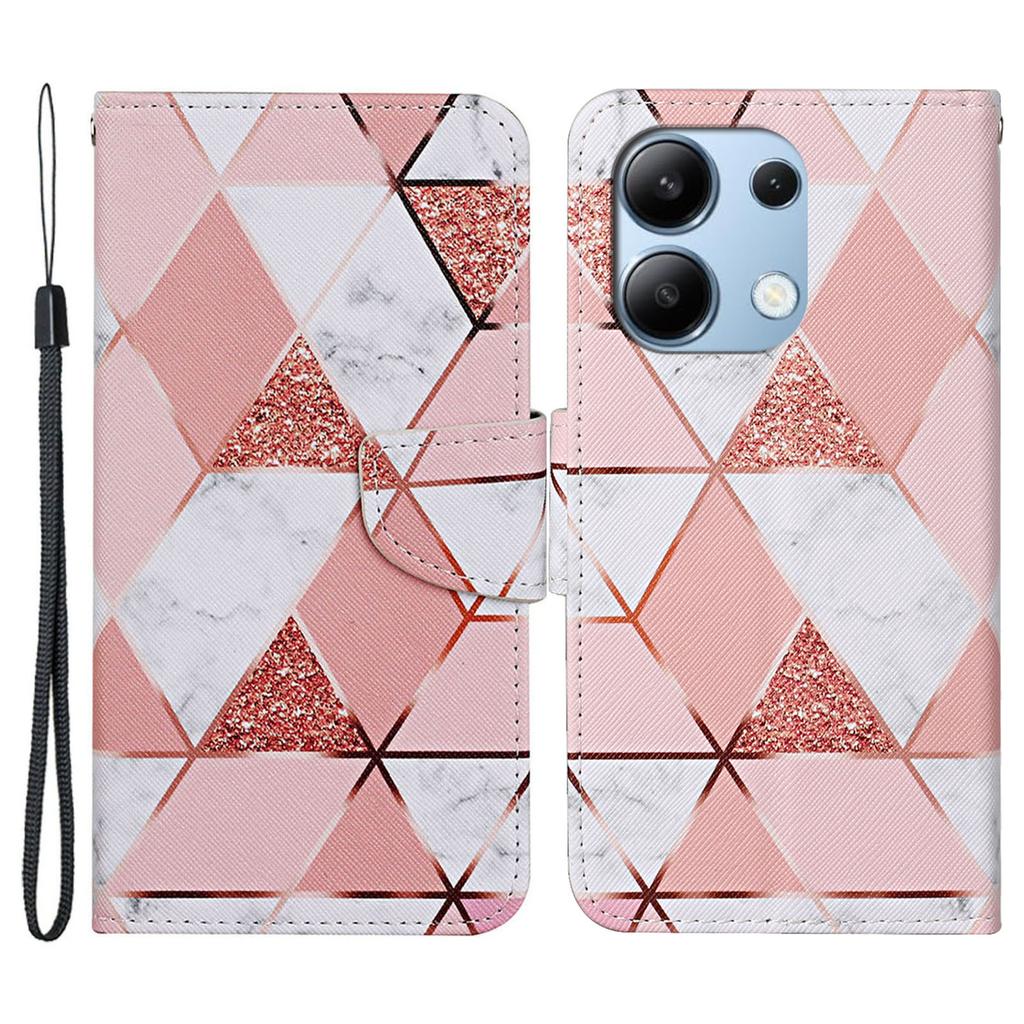 For Xiaomi Redmi Note 13 4G Case PU Leather Stand Wallet Phone Cover Pattern Printing