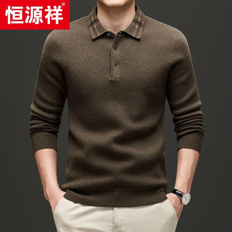 

Чоловічий потовщений вовняний светр-поло з кашеміром Hengyuanxiang 4XL