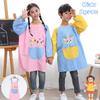 Cute Adjustable Kids Painting Apron Waterproof Cartoon Art Apron Large Pockets Oil-Proof Baking Bibs