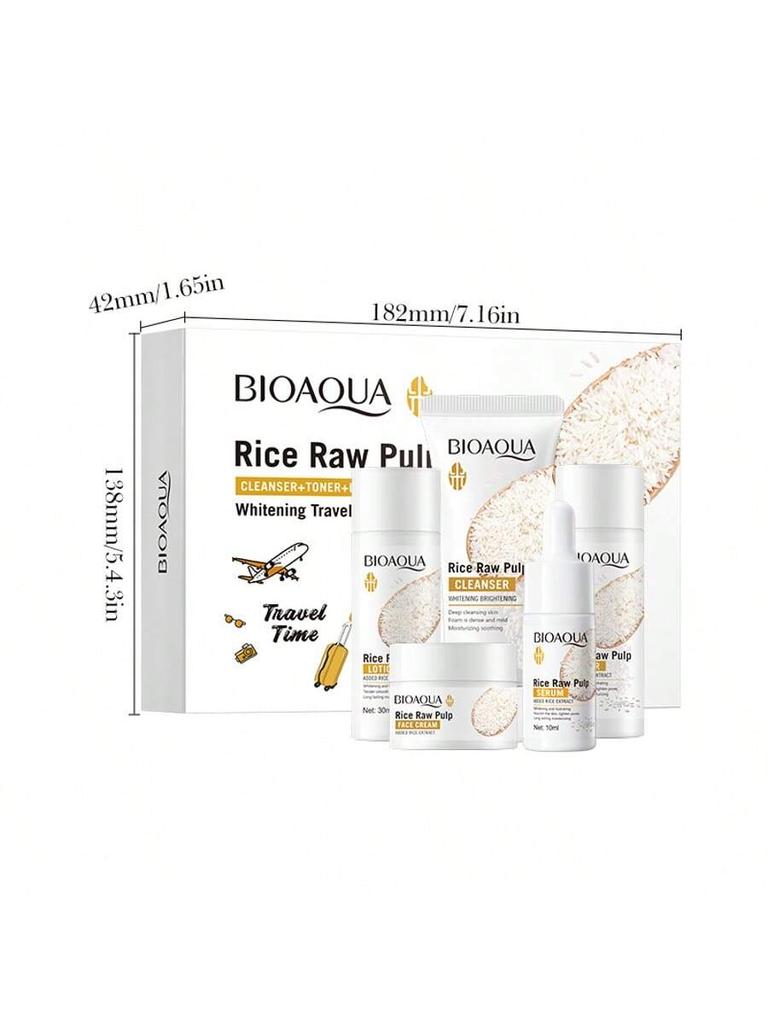 5pcs Rice Skincare Set, Moisturizing & Nourishing Gift Box, Brightening & Hydrating Essence, Daily T