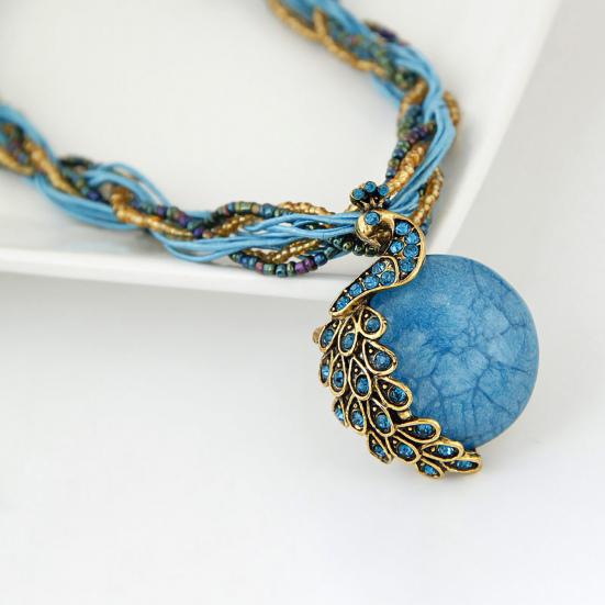 Retro Vintage Necklace Bright-colored Bohemian Style Exquisite Sweater Chain for Daily Life