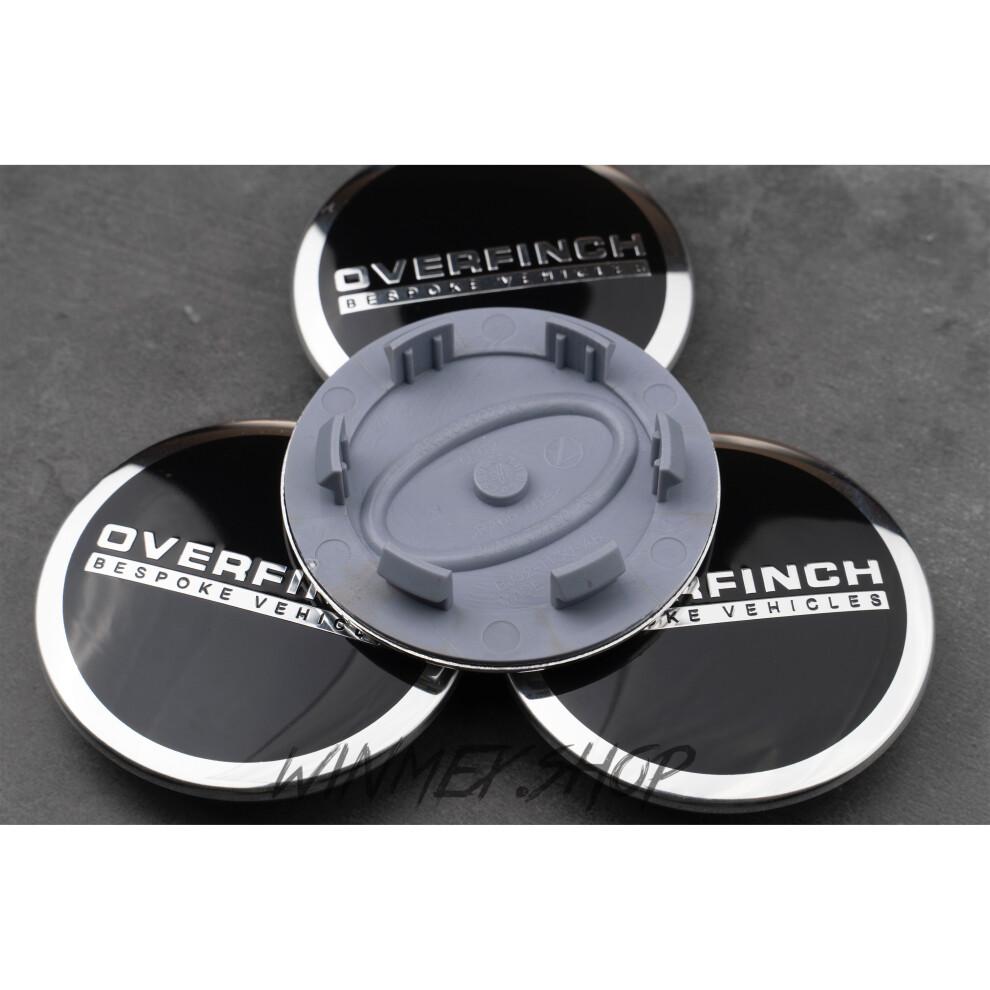 Set of 4 Black Range Rover Overfinch Alloy Wheel Caps 63mm