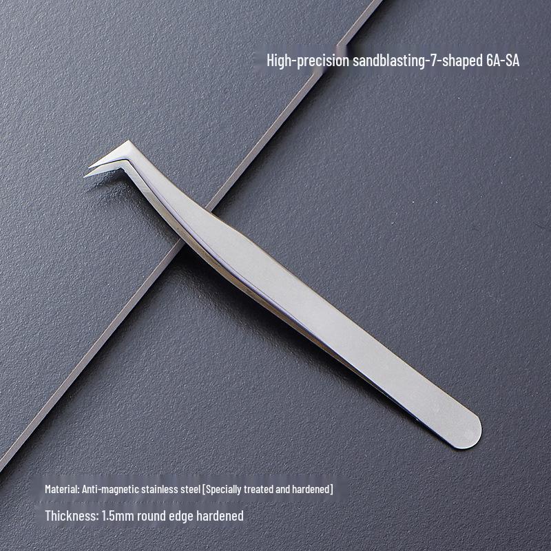 Black Anti-Static Stainless Steel Curved Tip Tweezers Set for Nail Art, Journaling, and Repairs