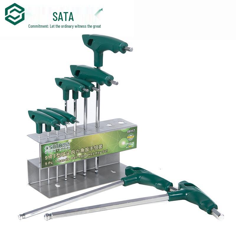 SATA 9-Piece Metric Ball Head Hex Key Set, Alloy Steel T-Type