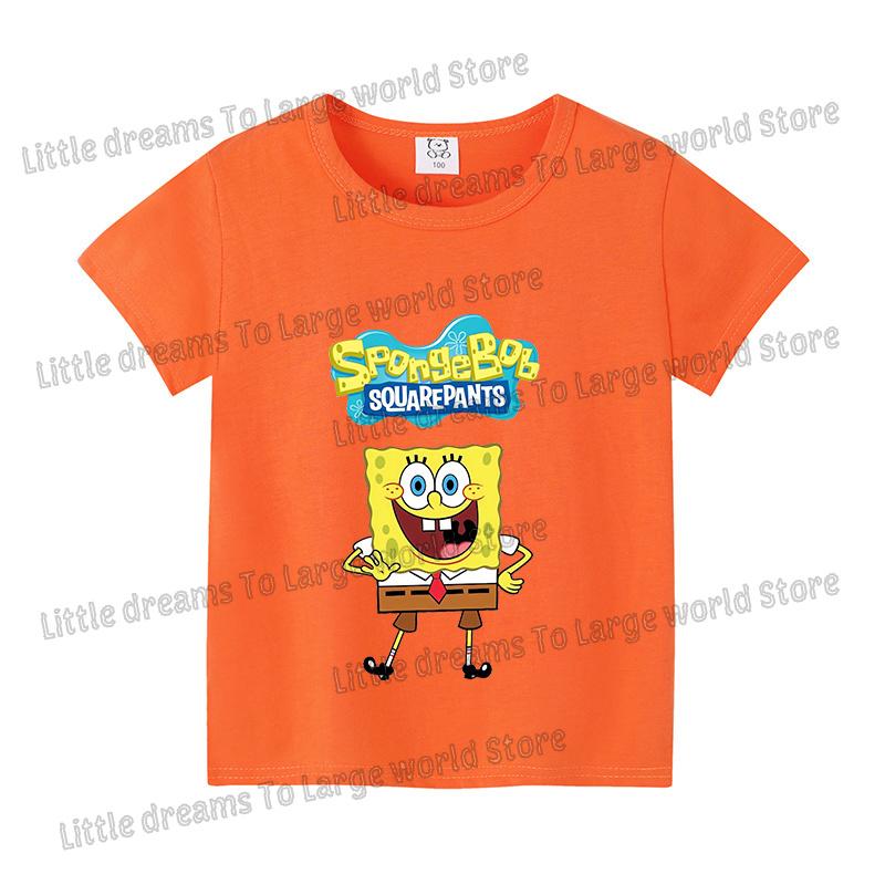SpongeBobs Cartoon Tshirt for Children Cotton Soft Tee Boys Girls Tops Colorful Clothing Anime Printed Clothes Birthday Gift