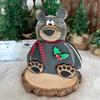 Bear Ornament Wooden Block Rustic Bear Sign Cartoon Xmas Bear